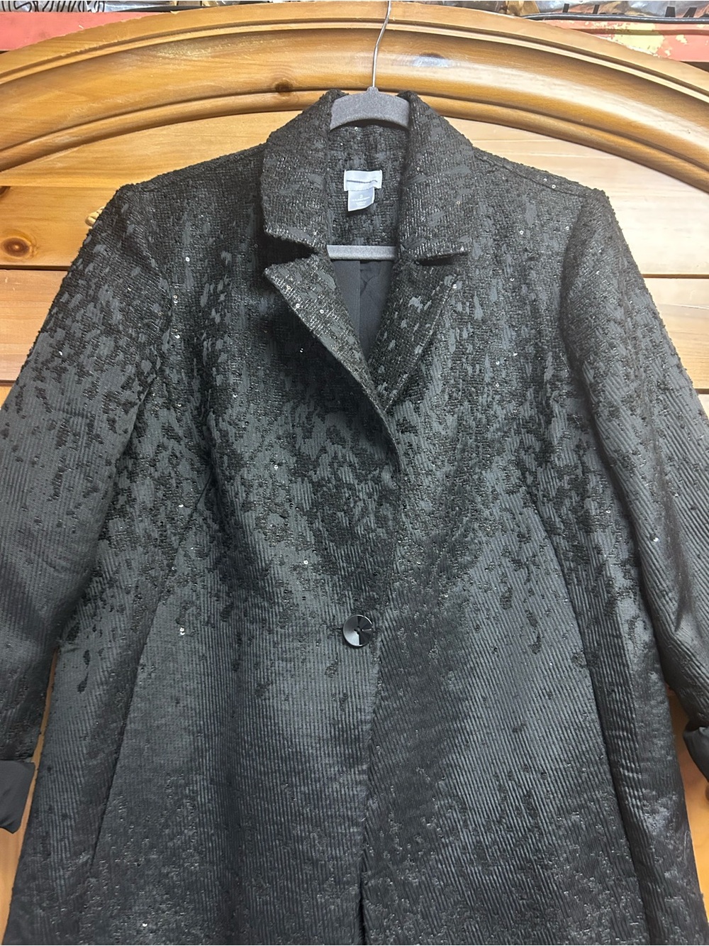 Chico’s Black Tweed and Sequin Winter Jacket - Picture 3 of 8